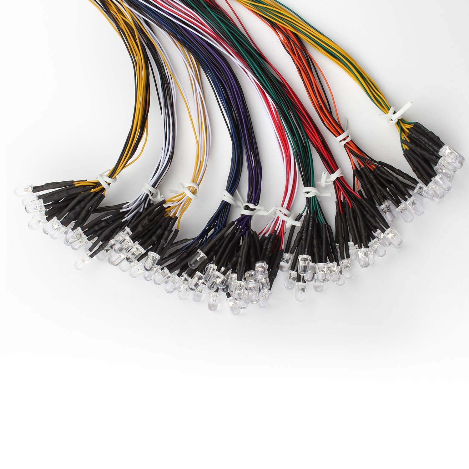 DiCUNO 100Pcs 5mm LED Dioden mit Kabel 24-25CM, 12V LEDs vorverdrahtetes Licht, verdrahtete led mit Widerstand 550Ω für Lichtprojekt, 10×10Farbe DiCUNO 100Pcs 5mm LED Dioden mit Kabel 24-25CM, 12V LEDs vorverdrahtetes Licht, verdrahtete led mit Widerstand 550Ω für Lichtprojekt, 10×10Farbe von DiCUNO