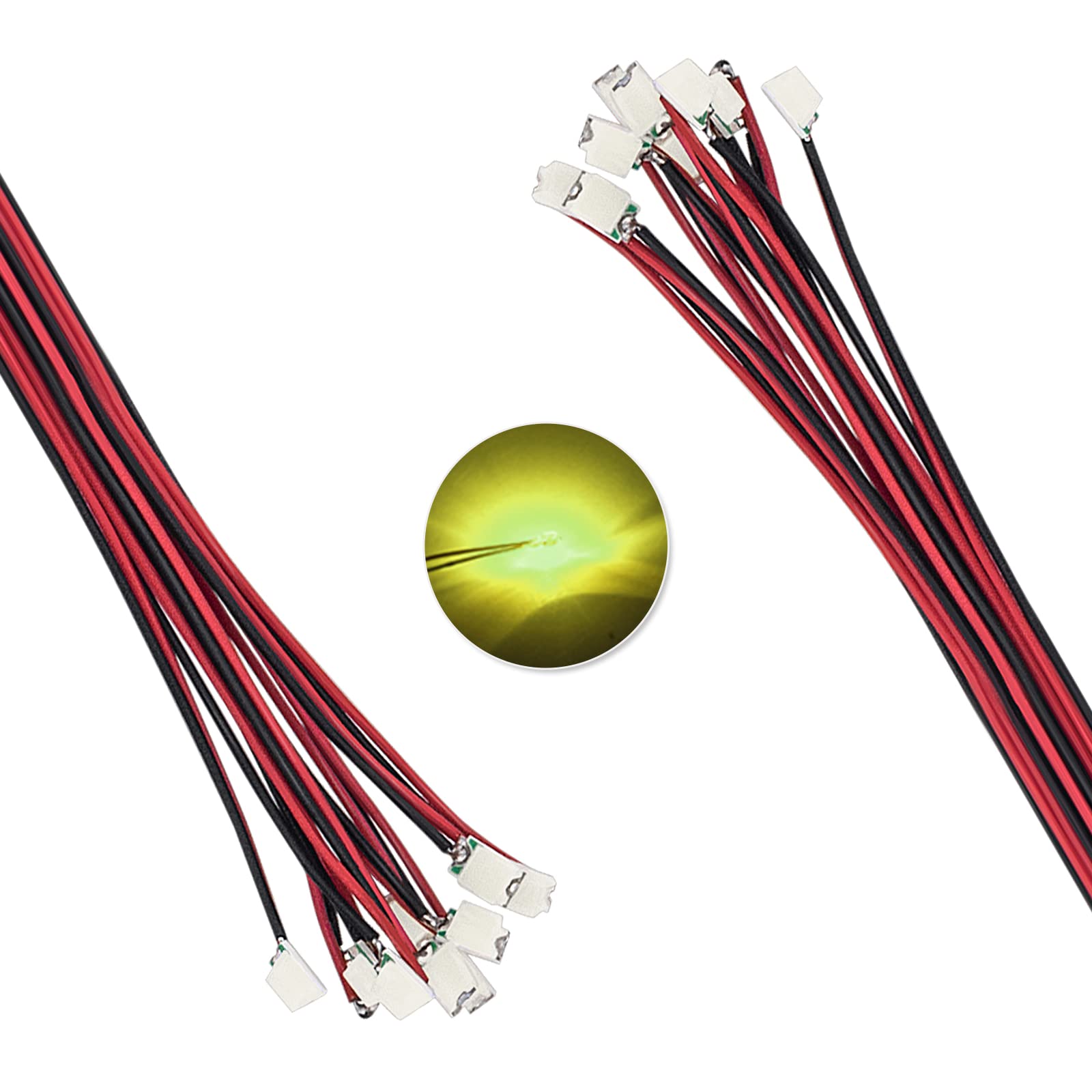 DiCUNO 20 Stk. vorverdrahtet SMD Mikro LED Dioden 16CM länge, 0805 gelötete Mini LED Leuchtdiode für Modellbau, Modelllayout, Dekor, Farbe: Chartreuse DiCUNO 20 Stk. vorverdrahtet SMD Mikro LED Dioden 16CM länge, 0805 gelötete Mini LED Leuchtdiode für Modellbau, Modelllayout, Dekor, Farbe: Chartreuse von DiCUNO