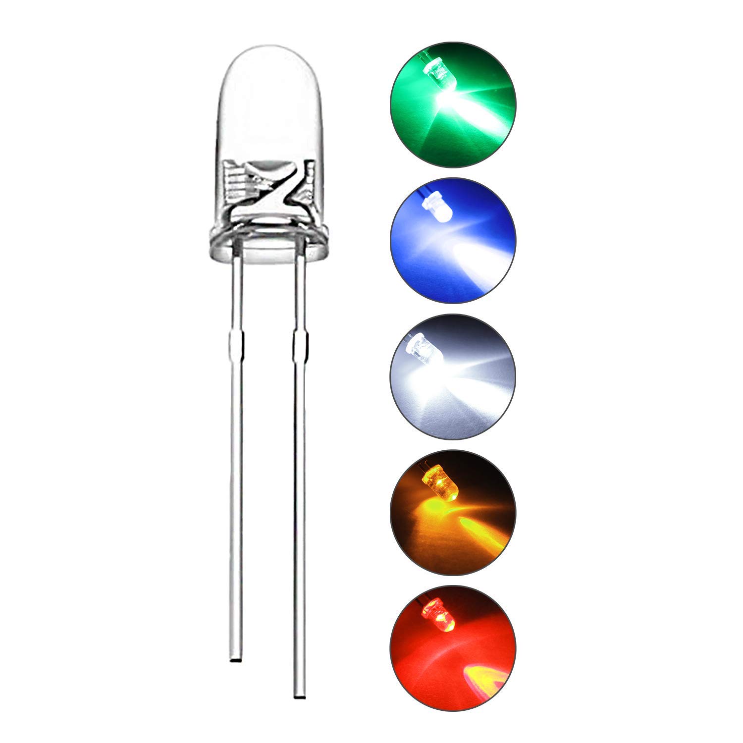 DiCUNO 3MM LED Dioden, Mehrfarbige LED Leuchtdiode, transparenter Rundkopf, Multicolor LEDs mit Widerstand für DIY Handarbeit, Lichtprojekt, 5 farbige Dioden, 1000 Stück DiCUNO 3MM LED Dioden, Mehrfarbige LED Leuchtdiode, transparenter Rundkopf, Multicolor LEDs mit Widerstand für DIY Handarbeit, Lichtprojekt, 5 farbige Dioden, 1000 Stück von DiCUNO