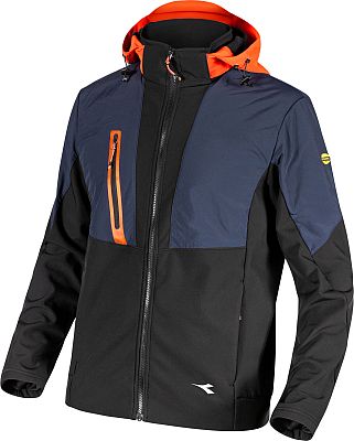 Diadora Utility Softshell Hybrid, Workwear Jacke wasserdicht - Schwarz/Dunkelblau/Orange - S von Diadora Utility
