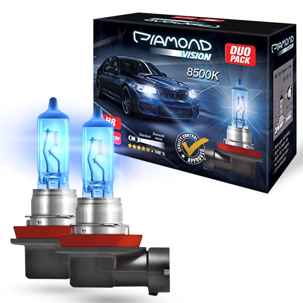 Diamond Vision 2x H8 12V 35W | Xenon Look | Halogen KFZ Autolampen | zweimal so langlebig | Duobox | E-Prüfzeichen | PGJ19-1 von Diamond Vision