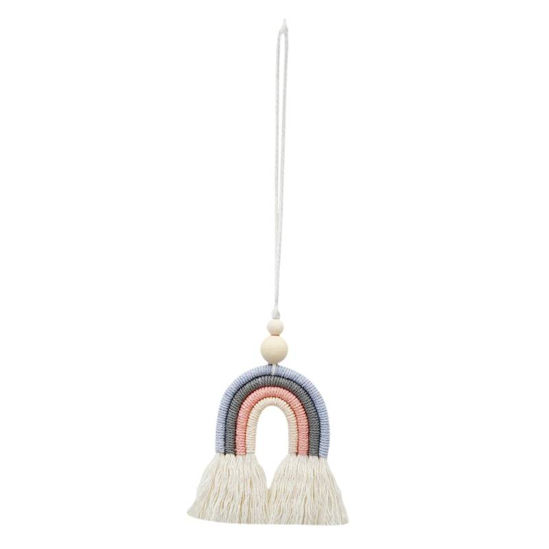 Dickly Boho Regenbogen Auto Charm Quaste Auto Rückspiegel Charm Anhänger Auto Zubehör Ätherisches Öl Diffusor für Büro Geschenk, grau von Dickly
