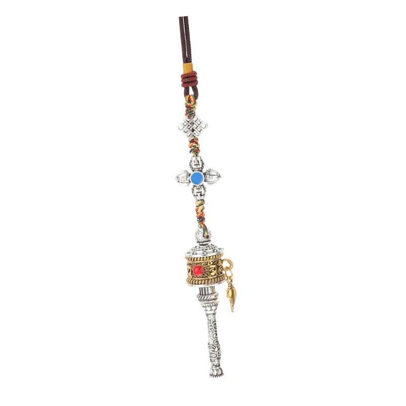 Didiseaon Taschenanhänger Hängend Gebetsmühle Feng Shui Hängen Gebetsrad-charme Zubehör Ornament Autohängeschmuck Bag Decorative Anhänger Legierung von Didiseaon