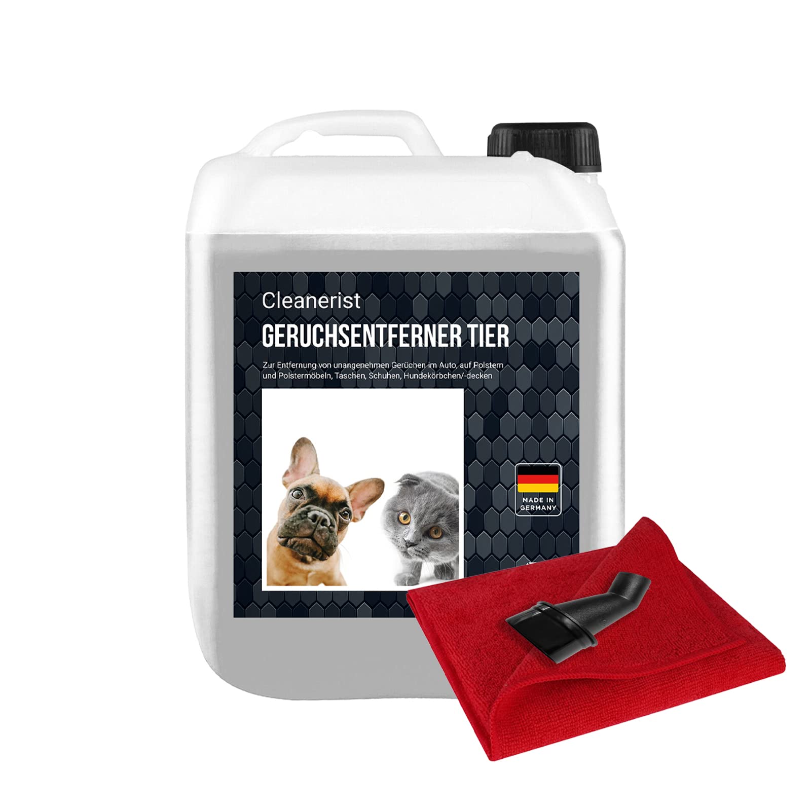 5 L Entferner gegen Tiergeruch +Tuch +Ausgießer Dauerhaft Katzen Hunde Urin Geruchs Killer 1 l=5,58€ von Die Seifenblase