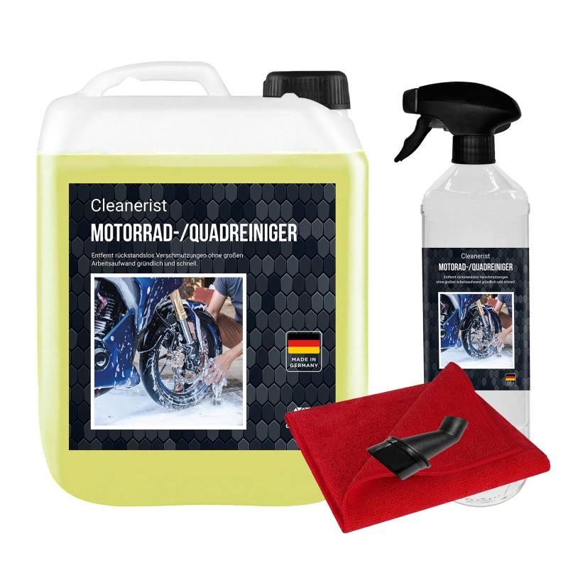 Die Seifenblase 5 L Motorrad-/Quad Reiniger AP21Konzentrat inkl. Sprühflasche & Microfasertuch & Ausgießer I Motorradshampoo Motocross 1l =5,78€ von Die Seifenblase