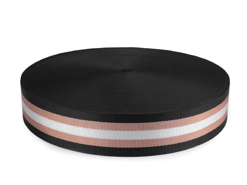 Gurtband mit Lurex | doppelseitig | 50 mm breit | Crossbody-Bags | schwarz-Kupfer | ab 1,5 m | Meterware | 3,00 €/m Gurtband mit Lurex | doppelseitig | 50 mm breit | Crossbody-Bags | schwarz-Kupfer | ab 1,5 m | Meterware | 3,00 €/m von Die Stofftante