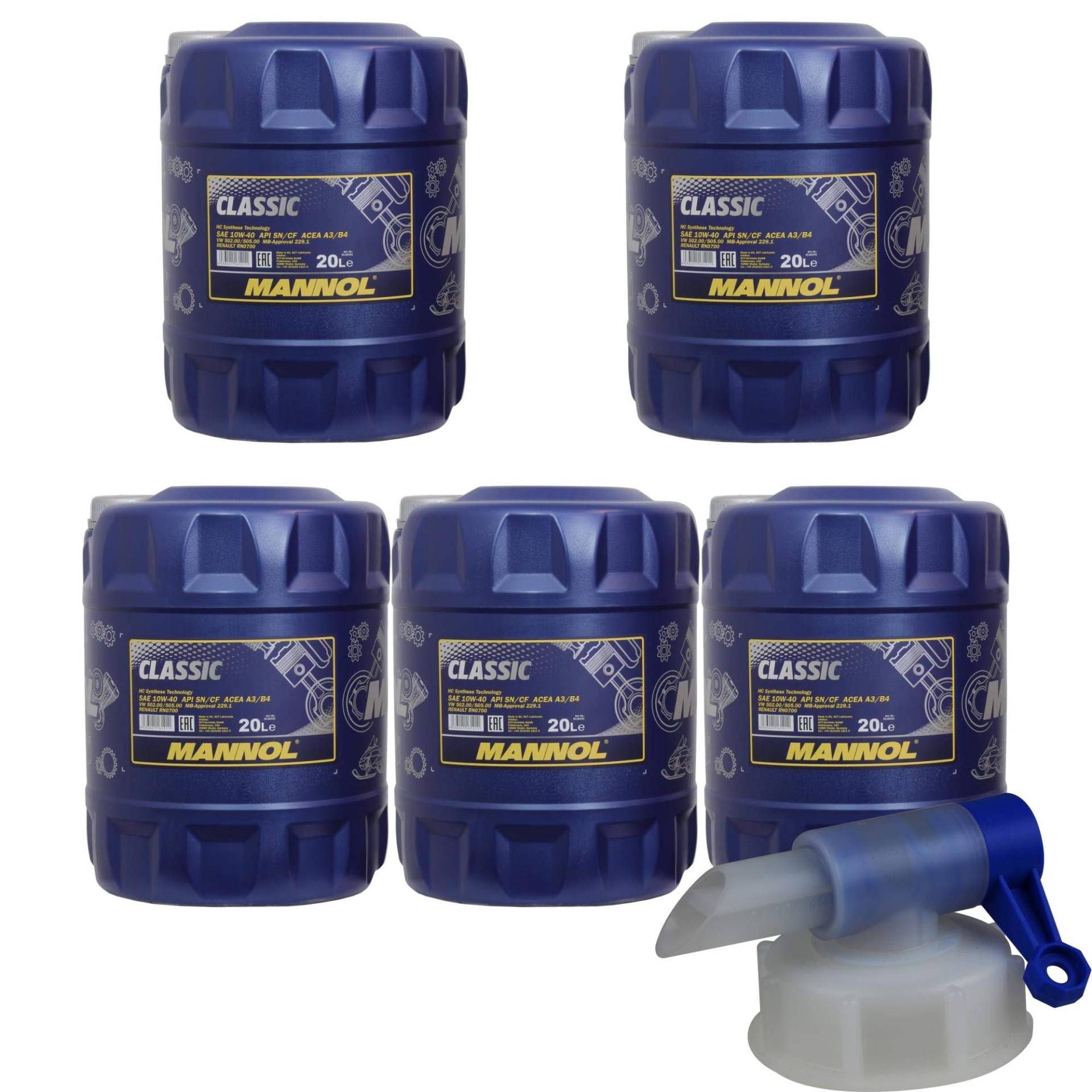 100L MANNOL Classic 10W-40 API SN/SM/CF Öl Motoröl MN7501-20 inkl. Auslaufhahn 100L MANNOL Classic 10W-40 API SN/SM/CF Öl Motoröl MN7501-20 inkl. Auslaufhahn von Diederichs