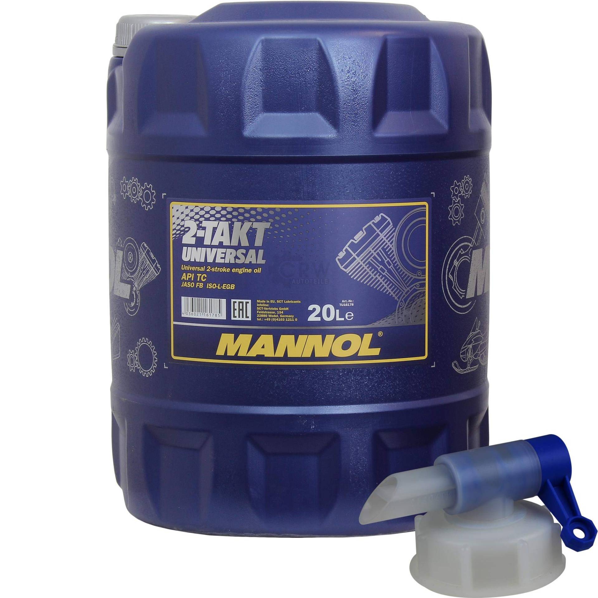 20 Liter MANNOL 2-Takt Universal API TC Motorrad Öl MN7205-20 inkl. Auslaufhahn von Diederichs