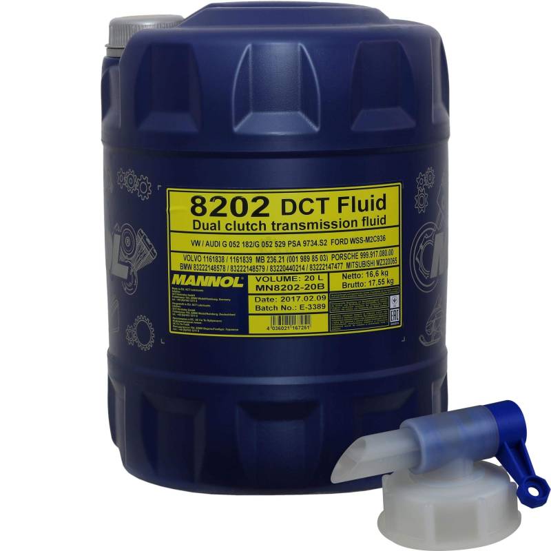 20 Liter Original MANNOL Getriebeöl 8202 DCT Fluid Gear Oil inkl. Auslaufhahn von Diederichs