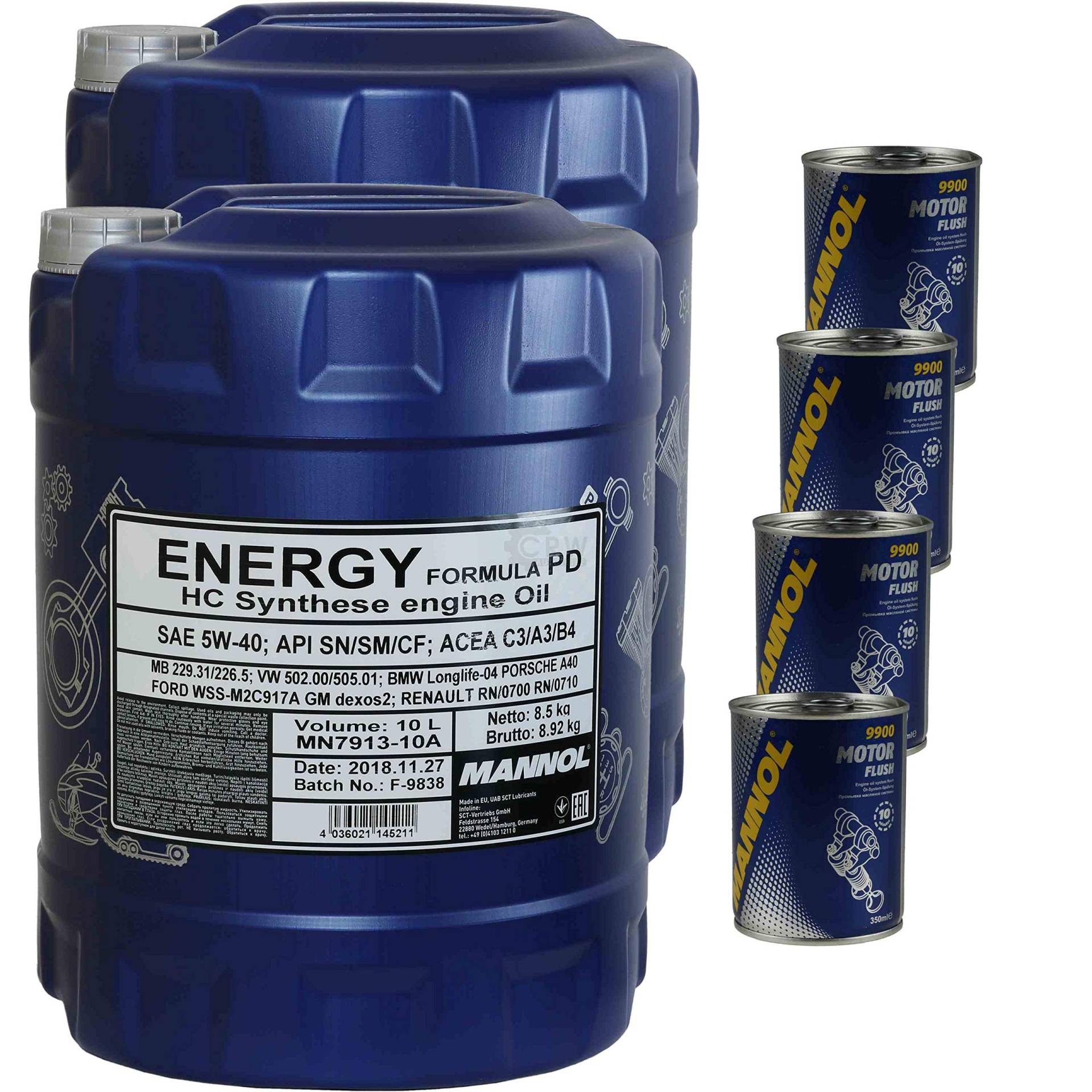 20L Motoröl MANNOL Energy Formula PD 5W-40 4xMotor Flush 20L Motoröl MANNOL Energy Formula PD 5W-40 4xMotor Flush von Diederichs