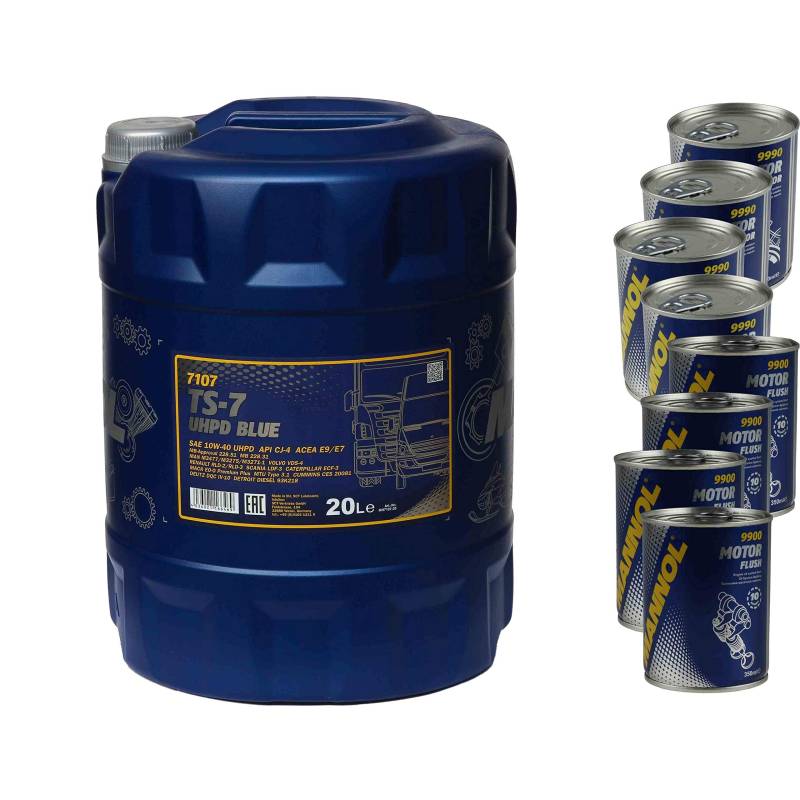 20L Motoröl MANNOL TS-7 UHPD Blue 10W-40 4xMotor Doctor+Motor Flush von Diederichs