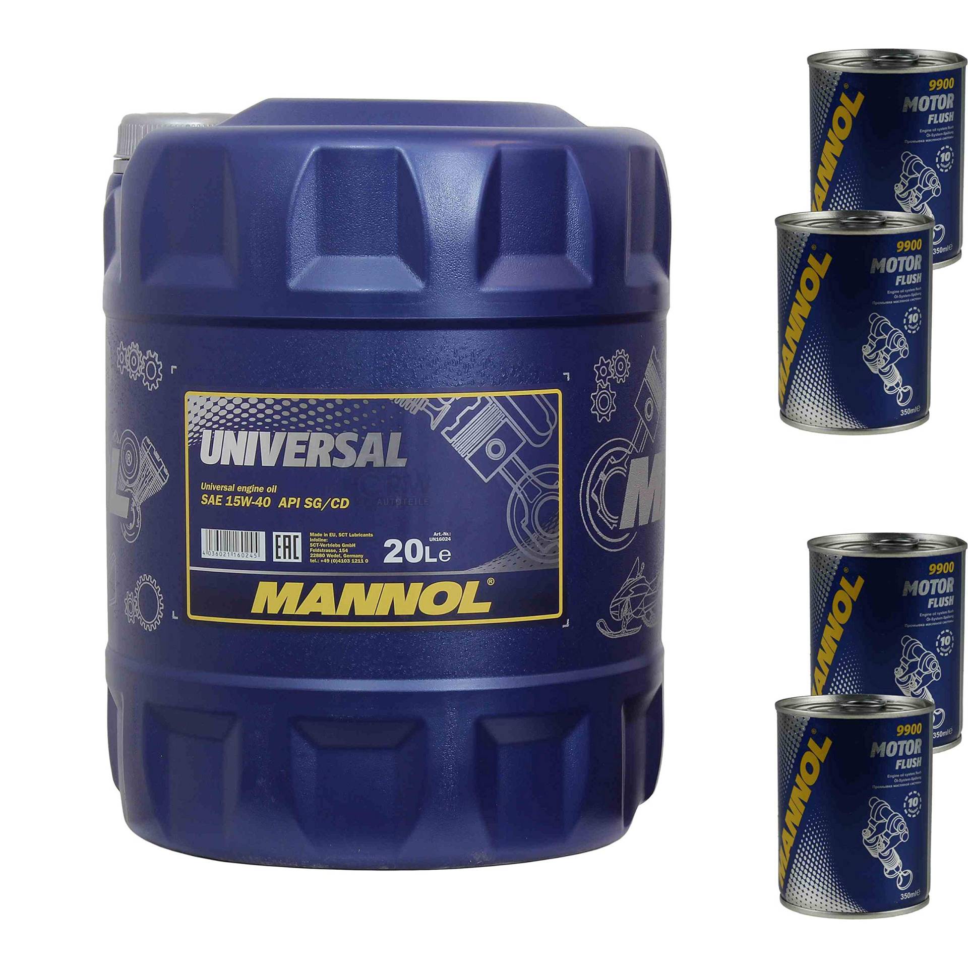 20L Motoröl MANNOL Universal 15W-40 4x von Diederichs