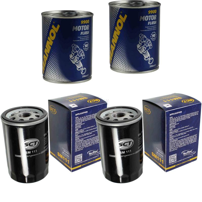 2x Original SCT Ölfilter SM 111 + 2x SCT Motor Flush Motorspülung von Diederichs