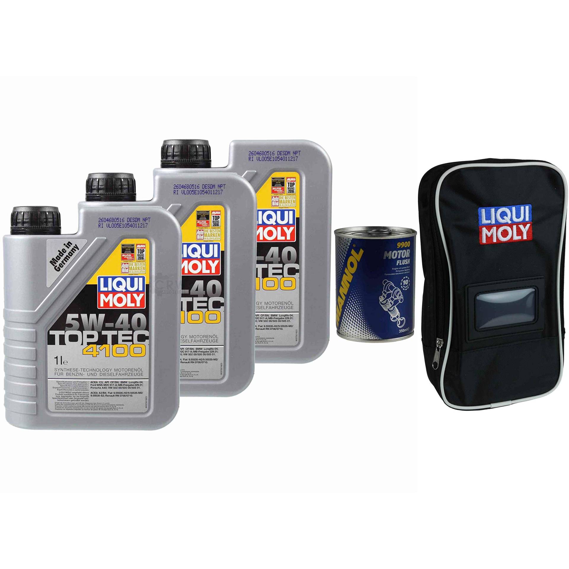 3L Motoröl Liqui Moly Top Tec 4100 5W-40 1x MANNOL Motor Flush ADDITIV Tasche 3L Motoröl Liqui Moly Top Tec 4100 5W-40 1x MANNOL Motor Flush ADDITIV Tasche von Diederichs