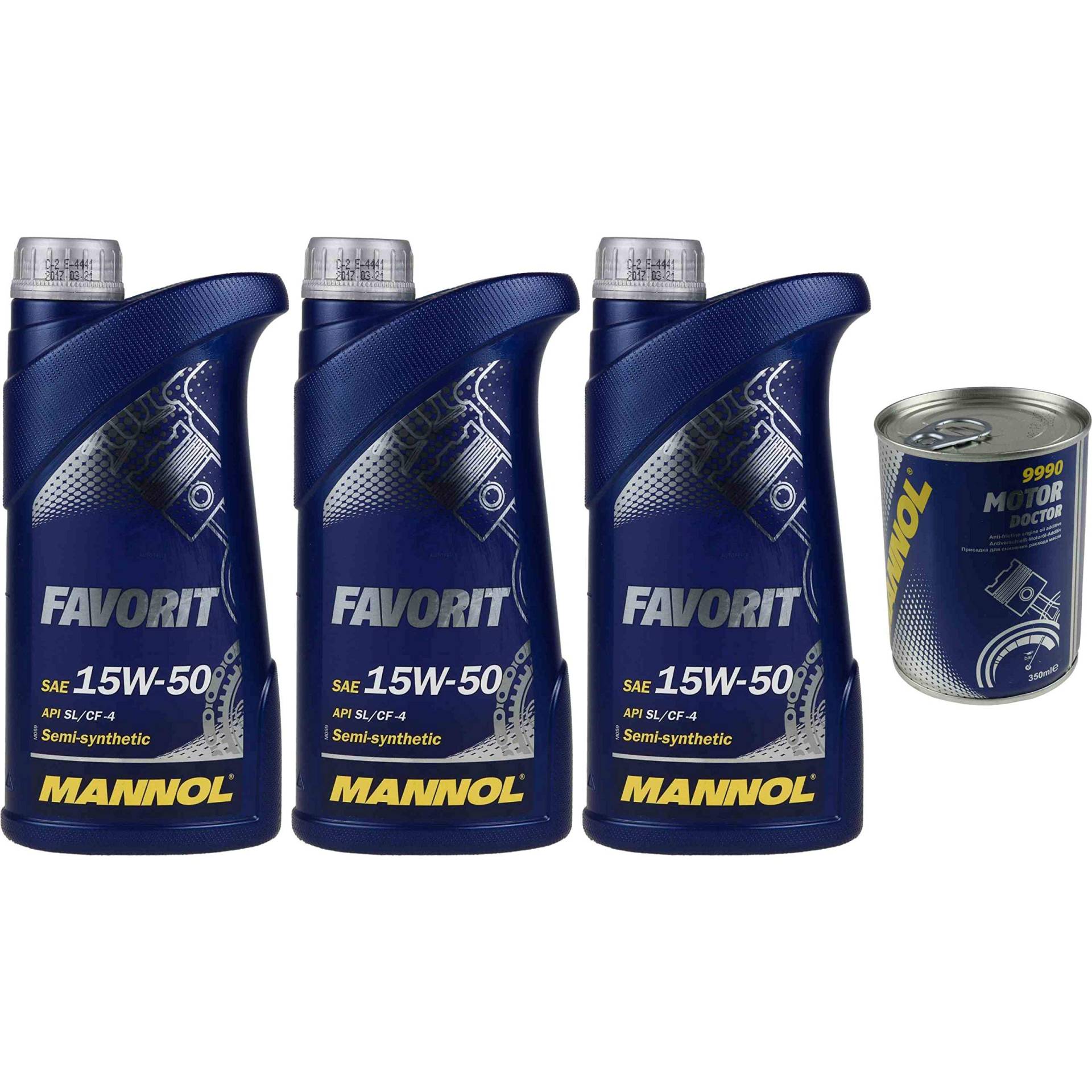 3L Motoröl MANNOL Favorit 15W-50 1x MANNOL Motor Doctor ADDITIV 3L Motoröl MANNOL Favorit 15W-50 1x MANNOL Motor Doctor ADDITIV von Diederichs