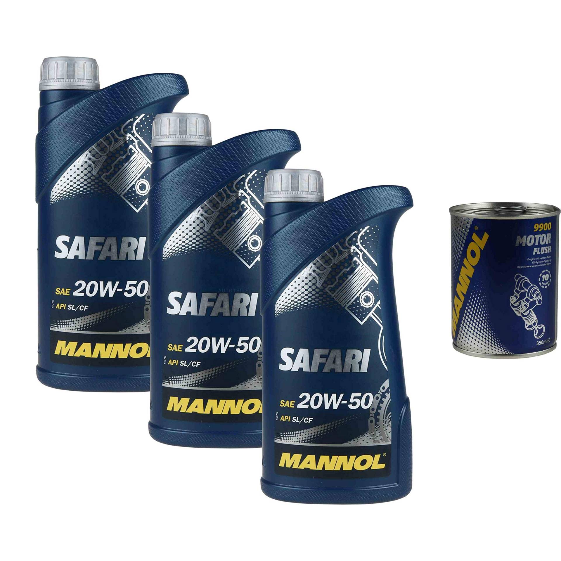 3L Motoröl MANNOL Safari 20W-50 1x MANNOL Motor Flush ADDITIV 3L Motoröl MANNOL Safari 20W-50 1x MANNOL Motor Flush ADDITIV von Diederichs