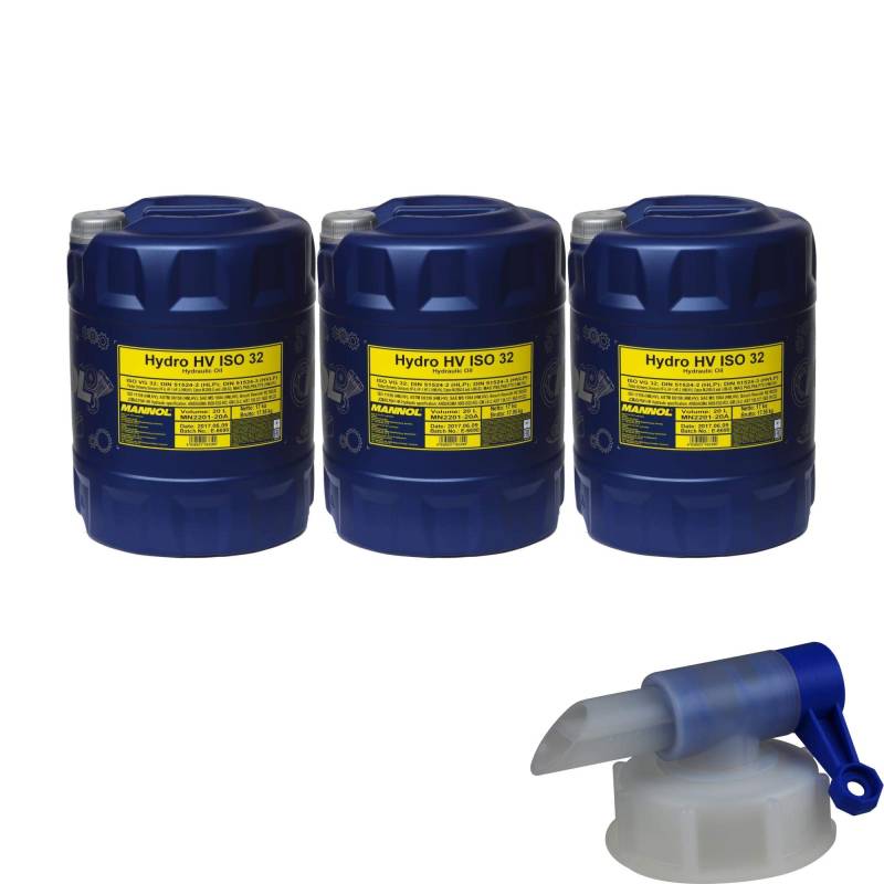 3x 20 Liter Mannol Hydro HV ISO 32 Hydrauliköl HVLP 32 Öl Oil DIN 51524/3 von Diederichs