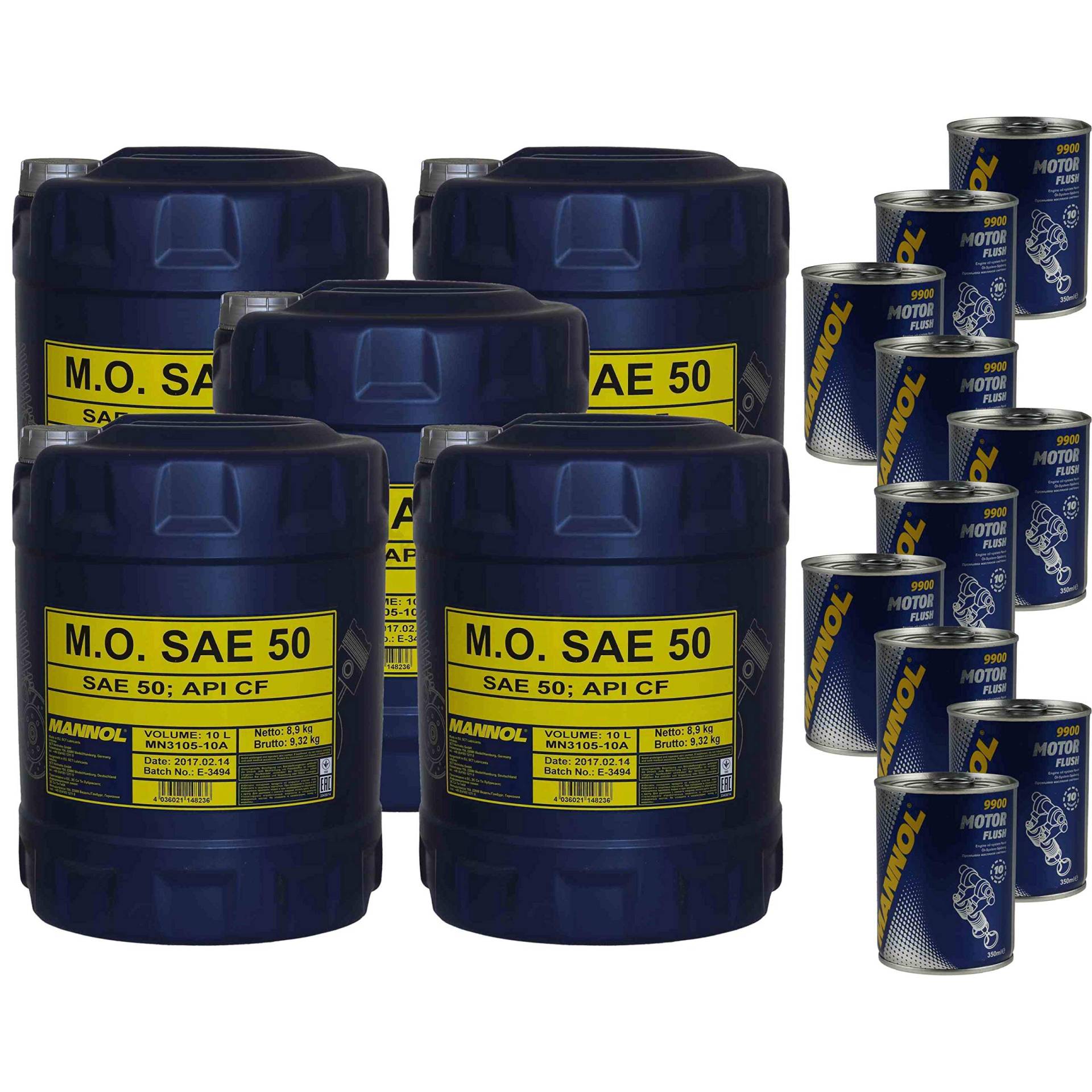 50L Motoröl MANNOL M.O. SAE 50 Oldtimer Maschinenöl 10xMotor Flush 50L Motoröl MANNOL M.O. SAE 50 Oldtimer Maschinenöl 10xMotor Flush von Diederichs