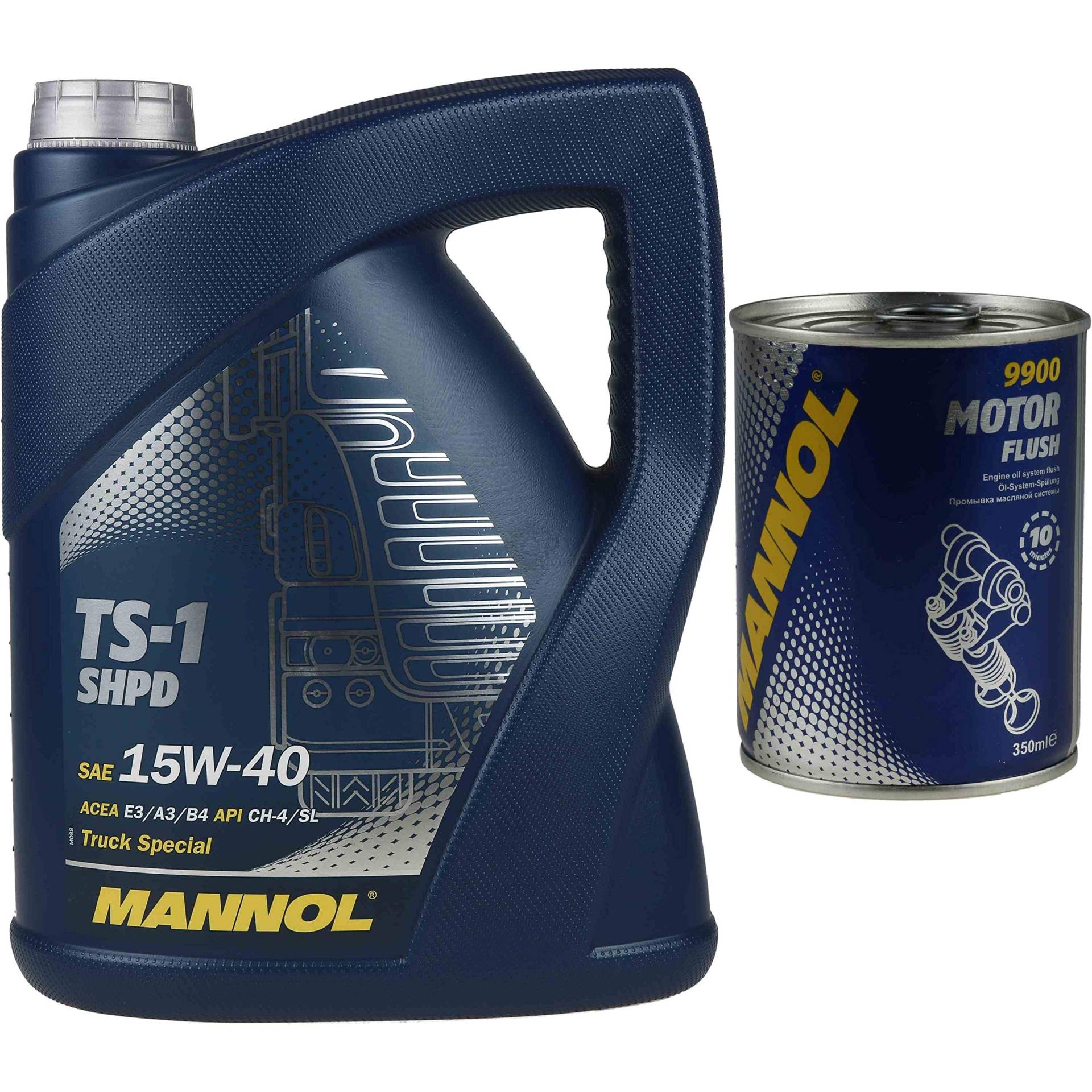 5L Motoröl MANNOL TS-1 SHPD 15W-40 1x MANNOL Motor Flush ADDITIV 5L Motoröl MANNOL TS-1 SHPD 15W-40 1x MANNOL Motor Flush ADDITIV von Diederichs