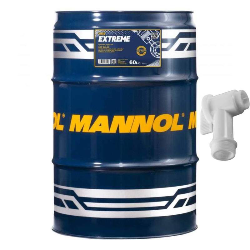 60L MANNOL Extreme 5W-40 Leichtlauf Motoröl API SN/CH-4 ACEA A3/B4 JASO MA2 Hahn SAE SN/CF MB 229.3/226.5 GM LL-A/B-025 A40 von Diederichs