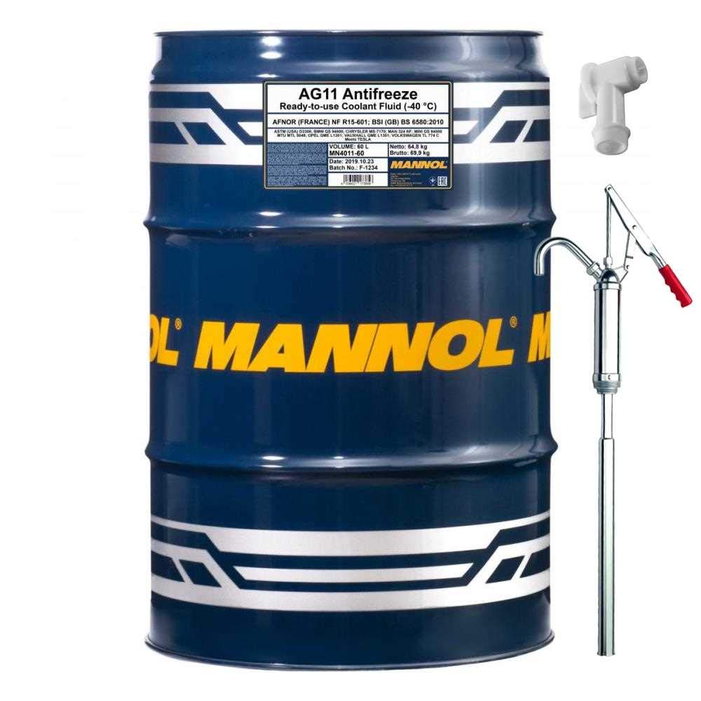 60L MANNOL Kühlerfrostschutz Longterm Antifreeze AG11-40°C blau Typ G11 Hahn SAE J1034 ASTM D3306/D4340/D4985 NATO S759VAG TL 774 von Diederichs