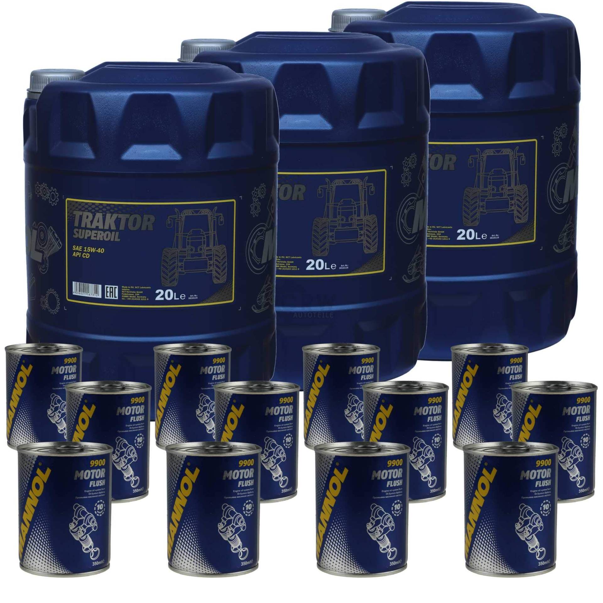 60L Motoröl MANNOL Traktor Superoil 15W-40 12xMotor Flush 60L Motoröl MANNOL Traktor Superoil 15W-40 12xMotor Flush von Diederichs