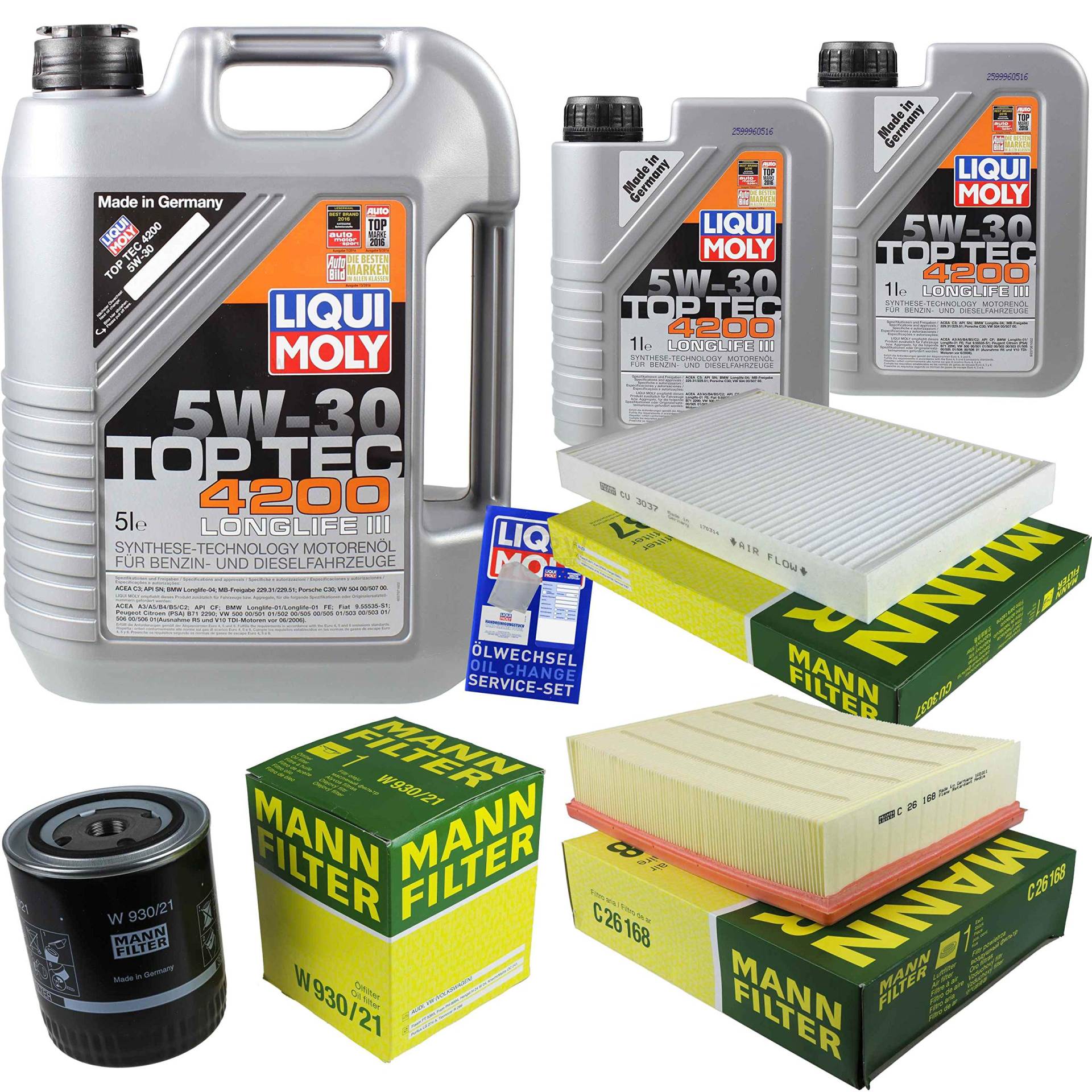 7L LM Motoröl Top Tec 4200+Mann Filter Audi A6 4B C5 4B2 Avant 4BH 7L LM Motoröl Top Tec 4200+Mann Filter Audi A6 4B C5 4B2 Avant 4BH von Diederichs