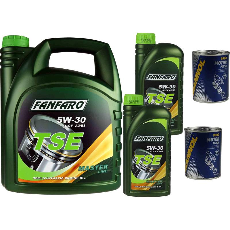 7L Motoröl FANFARO TSE 5W-30 2x MANNOL Motor Flush ADDITIV von Diederichs