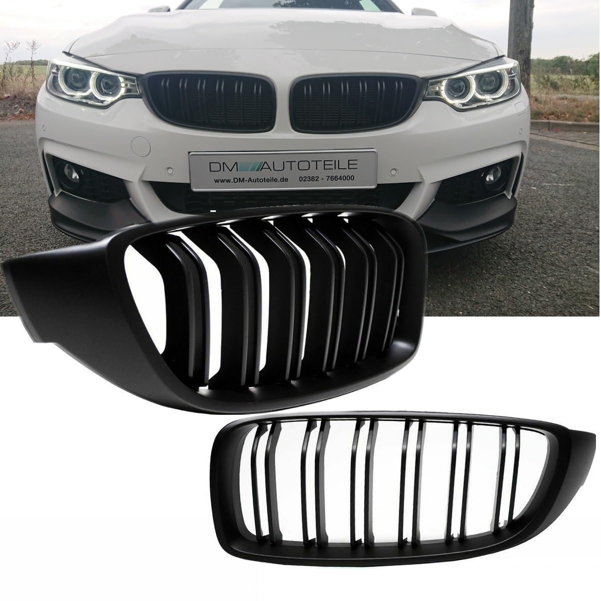 DM Autoteile Set Kühlergrill Doppelsteg Schwarz Matt passend für 4er F32 F33 F36 auch für M M4 von DM Autoteile