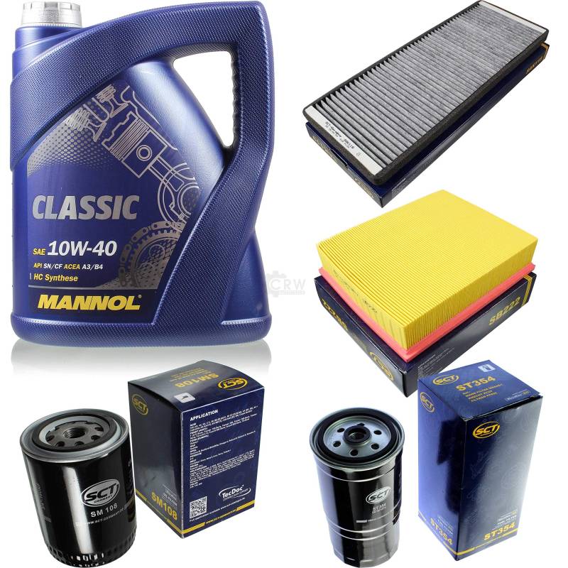 Filter Set Inspektionspaket 5 Liter MANNOL Motoröl Classic 10W-40 API SN/SM/CF SCT Germany Innenraumfilter Luftfilter Ölfilter Kraftstofffilter von Diederichs