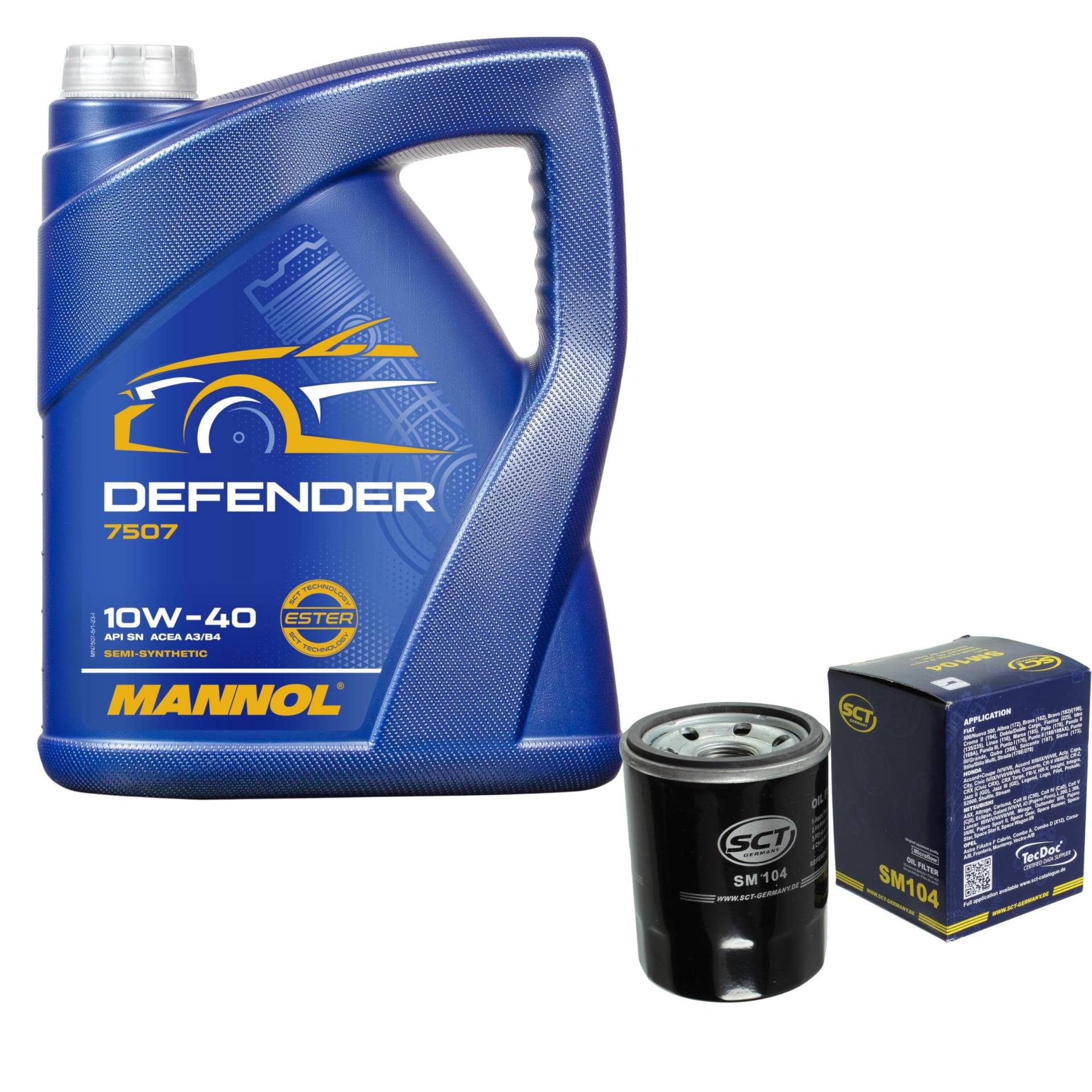 Filter Set Inspektionspaket 5 Liter MANNOL Motoröl Defender 10W-40 API SL/CF SCT Germany Ölfilter von Diederichs