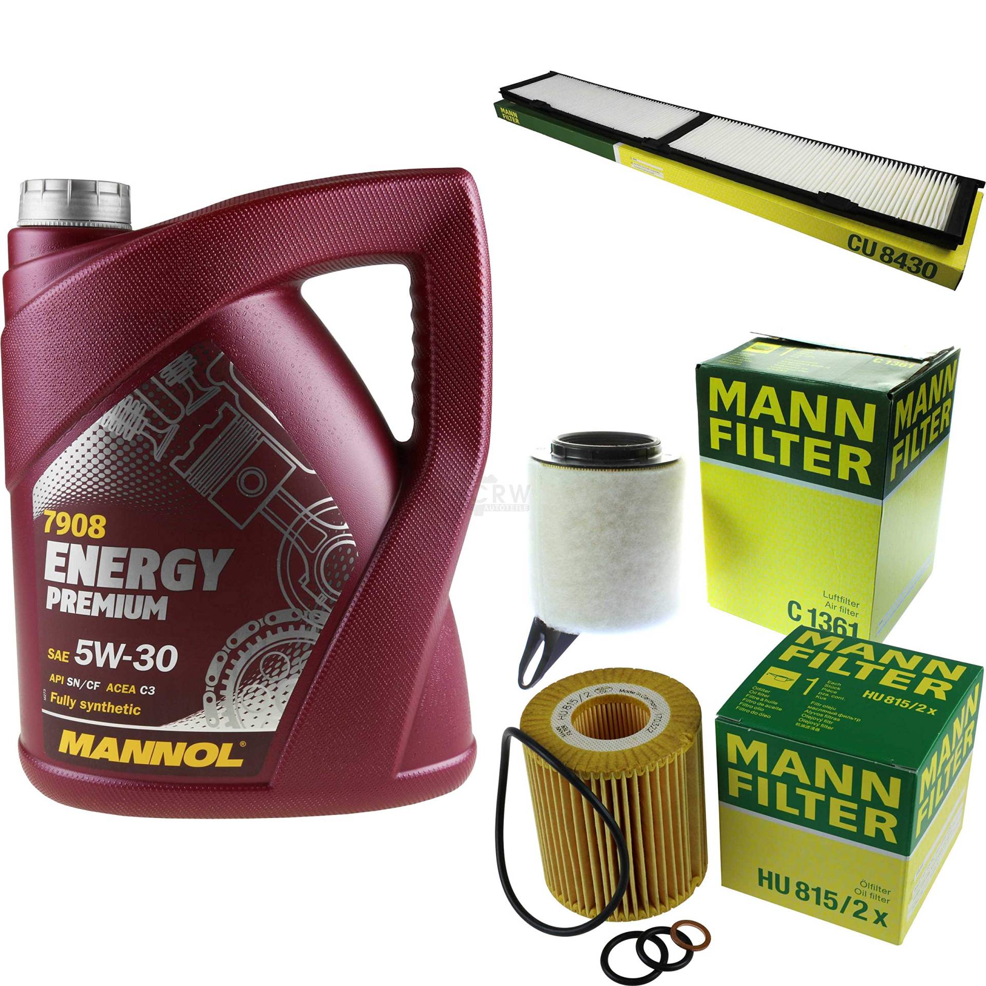 Filter Set Inspektionspaket 5 Liter MANNOL Motoröl Energy Premium 5W-30 API SN/CF MANN-FILTER Luftfilter Innenraumfilter Ölfilter Filter Set Inspektionspaket 5 Liter MANNOL Motoröl Energy Premium 5W-30 API SN/CF MANN-FILTER Luftfilter Innenraumfilter Ölfilter von Diederichs