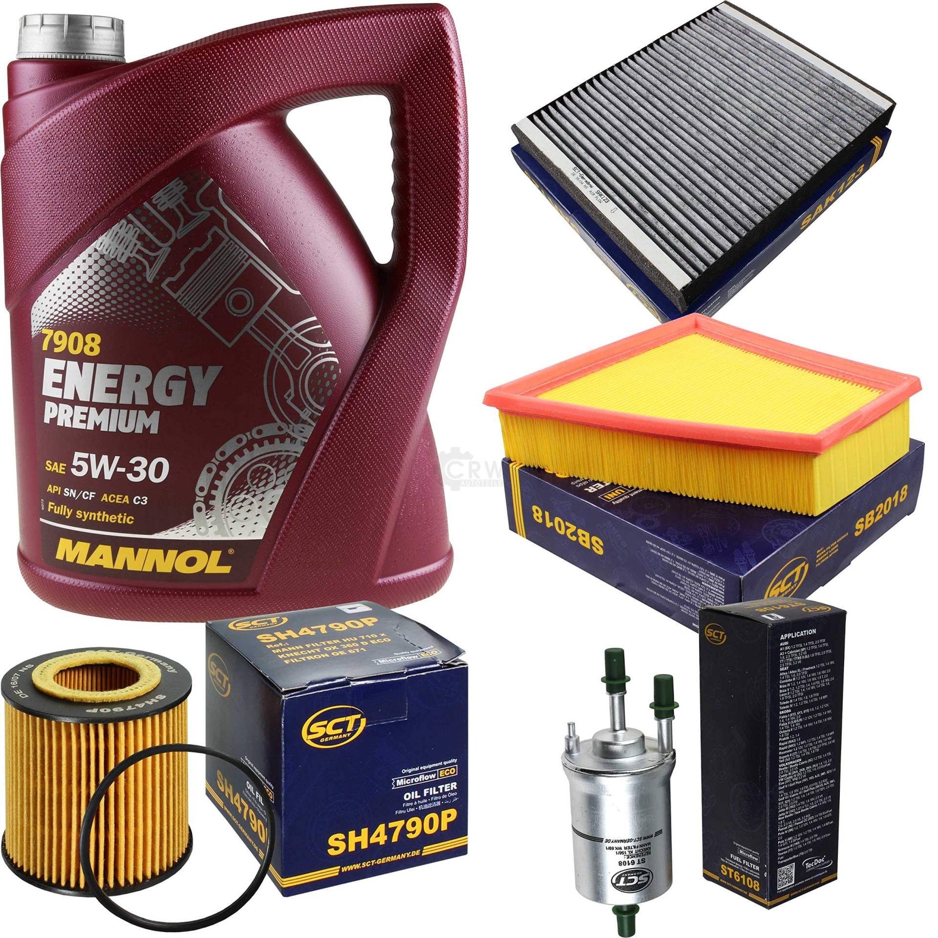 Filter Set Inspektionspaket 5 Liter MANNOL Motoröl Energy Premium 5W-30 API SN/CF SCT Germany Innenraumfilter Luftfilter Ölfilter Kraftstofffilter Filter Set Inspektionspaket 5 Liter MANNOL Motoröl Energy Premium 5W-30 API SN/CF SCT Germany Innenraumfilter Luftfilter Ölfilter Kraftstofffilter von Diederichs