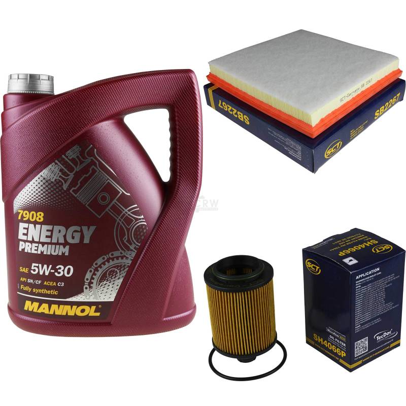 Filter Set Inspektionspaket 5 Liter MANNOL Motoröl Energy Premium 5W-30 API SN/CF SCT Germany Luftfilter Ölfilter von Diederichs