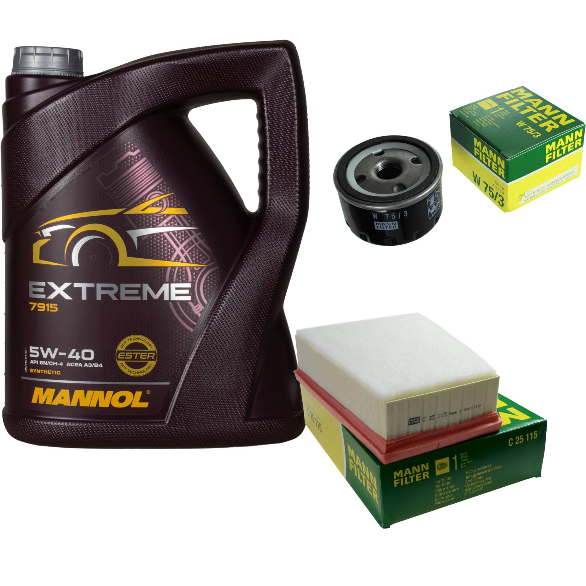 Filter Set Inspektionspaket 5 Liter MANNOL Motoröl Extreme 5W-40 API SN/CF MANN-FILTER Luftfilter Ölfilter Filter Set Inspektionspaket 5 Liter MANNOL Motoröl Extreme 5W-40 API SN/CF MANN-FILTER Luftfilter Ölfilter von Diederichs