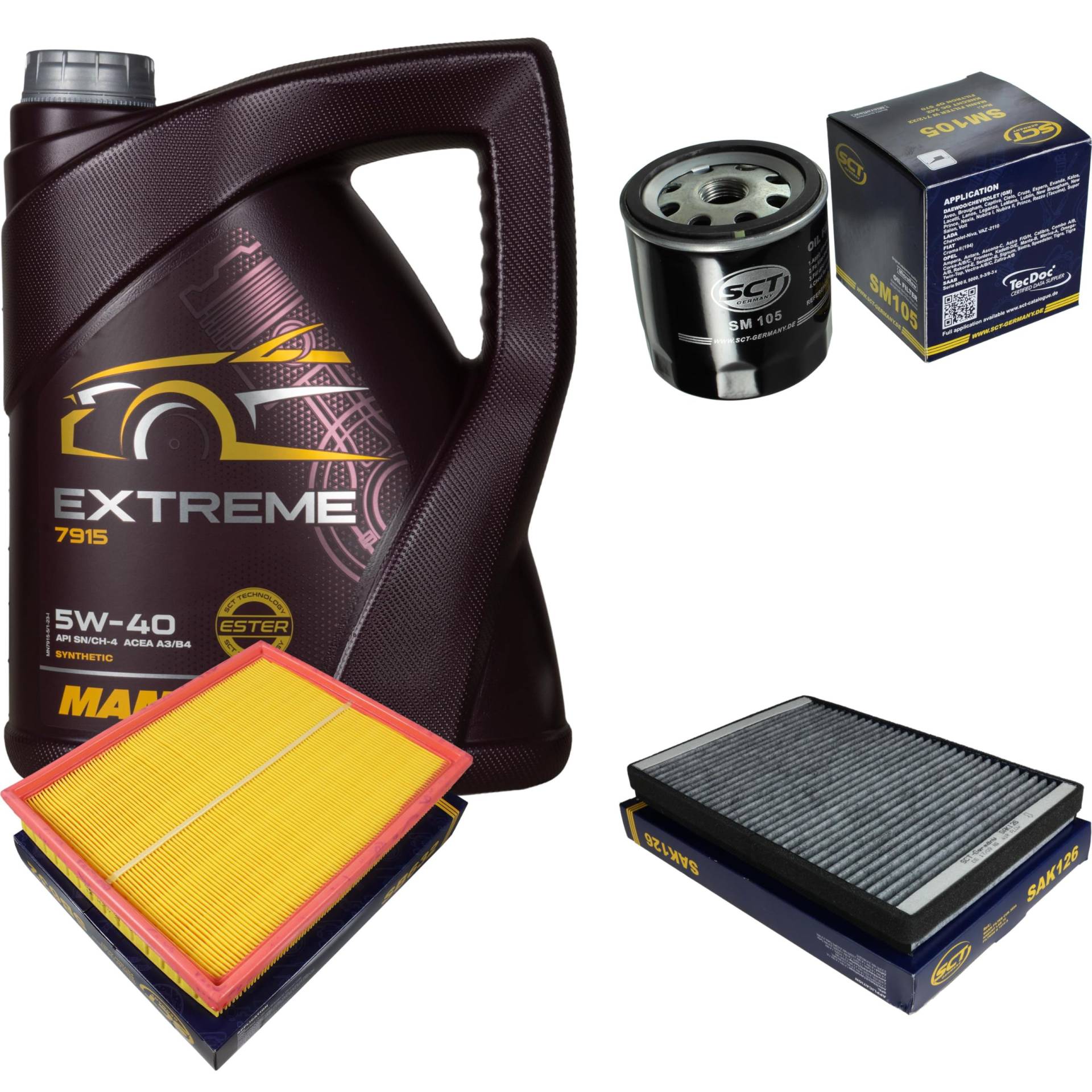 Filter Set Inspektionspaket 5 Liter MANNOL Motoröl Extreme 5W-40 API SN/CF SCT Germany Innenraumfilter Luftfilter Ölfilter Filter Set Inspektionspaket 5 Liter MANNOL Motoröl Extreme 5W-40 API SN/CF SCT Germany Innenraumfilter Luftfilter Ölfilter von Diederichs