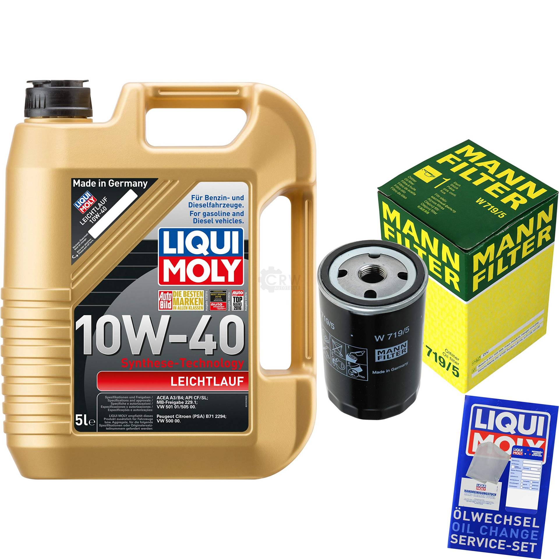Filter Set Inspektionspaket 5 Liter Motoröl Leichtlauf 10W-40 MANN-FILTER Ölfilter von Diederichs