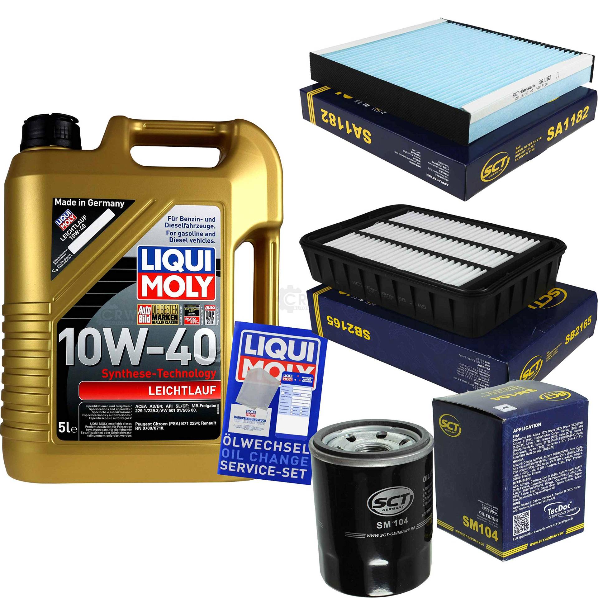 Filter Set Inspektionspaket 5 Liter Motoröl Leichtlauf 10W-40 SCT Germany Innenraumfilter Luftfilter Ölfilter Filter Set Inspektionspaket 5 Liter Motoröl Leichtlauf 10W-40 SCT Germany Innenraumfilter Luftfilter Ölfilter von Diederichs