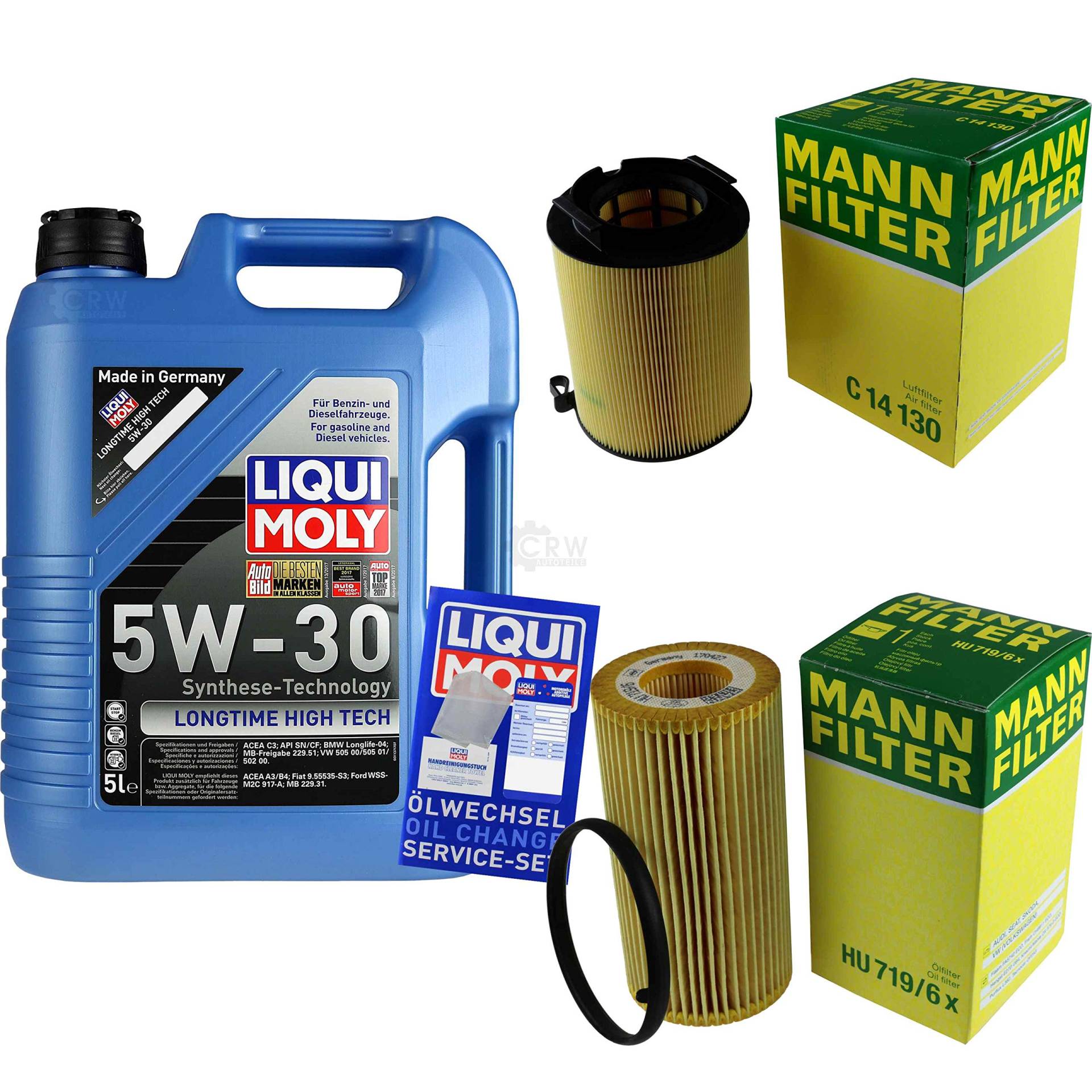 Filter Set Inspektionspaket 5 Liter Motoröl Longtime High Tech 5W-30 MANN-FILTER Luftfilter Ölfilter Filter Set Inspektionspaket 5 Liter Motoröl Longtime High Tech 5W-30 MANN-FILTER Luftfilter Ölfilter von Diederichs