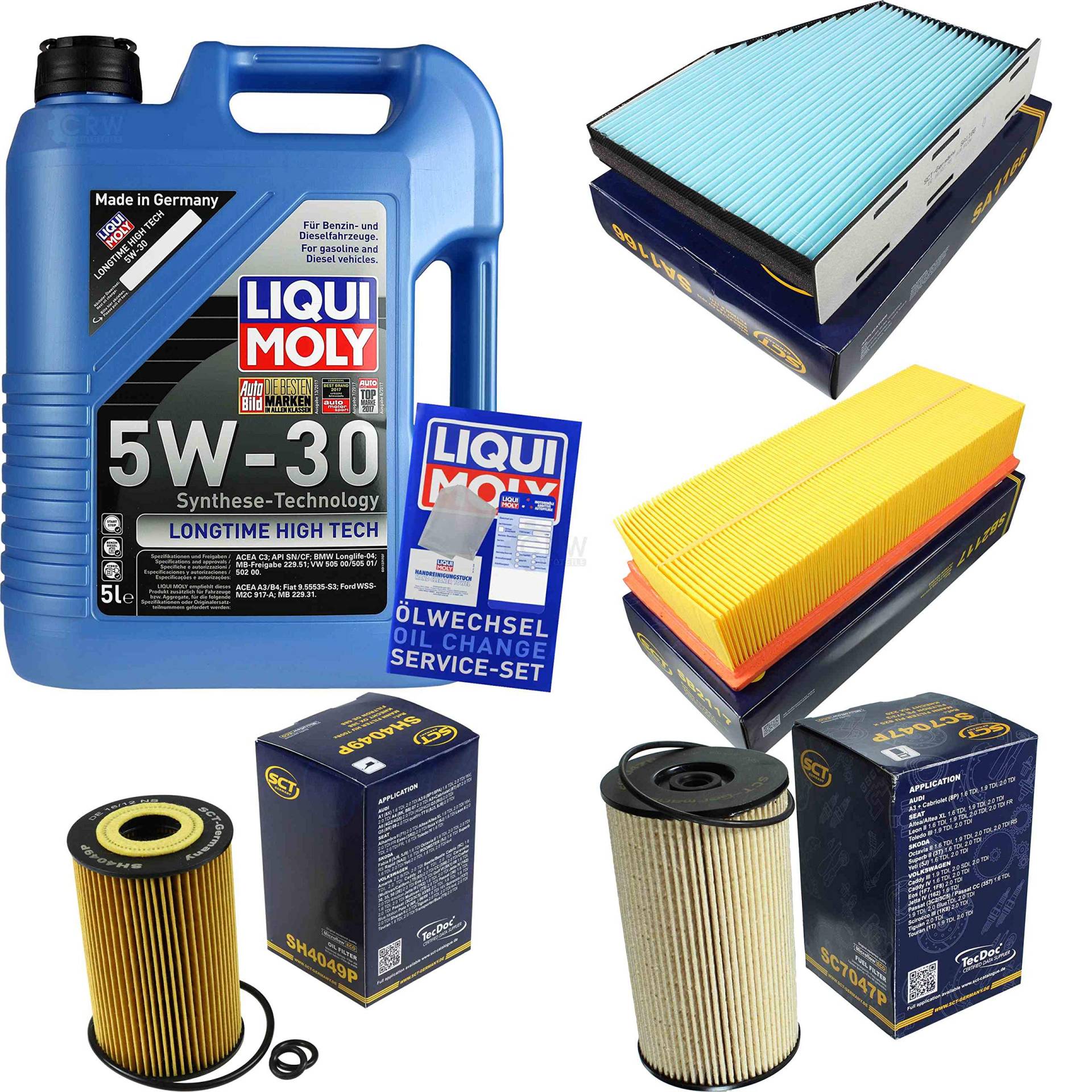 Filter Set Inspektionspaket 5 Liter Motoröl Longtime High Tech 5W-30 SCT Germany Innenraumfilter Kraftstofffilter Luftfilter Ölfilter Filter Set Inspektionspaket 5 Liter Motoröl Longtime High Tech 5W-30 SCT Germany Innenraumfilter Kraftstofffilter Luftfilter Ölfilter von Diederichs
