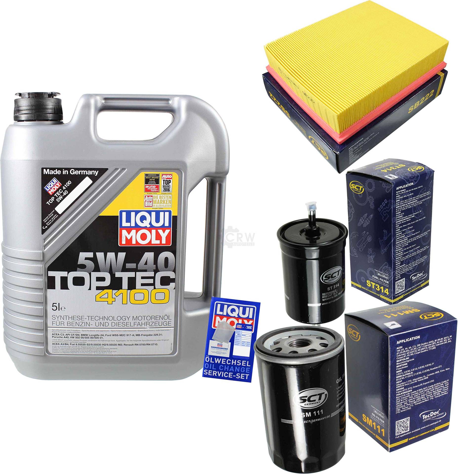 Filter Set Inspektionspaket 5 Liter Motoröl Top Tec 4100 5W-40 SCT Germany Kraftstofffilter Luftfilter Ölfilter Filter Set Inspektionspaket 5 Liter Motoröl Top Tec 4100 5W-40 SCT Germany Kraftstofffilter Luftfilter Ölfilter von Diederichs