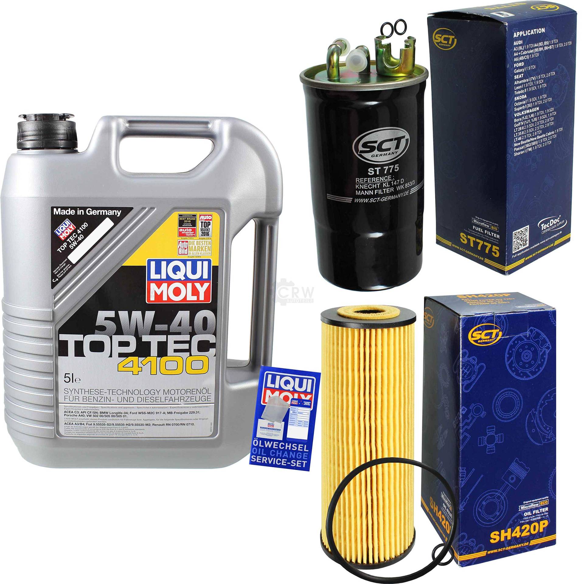 Filter Set Inspektionspaket 5 Liter Motoröl Top Tec 4100 5W-40 SCT Germany Kraftstofffilter Ölfilter Filter Set Inspektionspaket 5 Liter Motoröl Top Tec 4100 5W-40 SCT Germany Kraftstofffilter Ölfilter von Diederichs