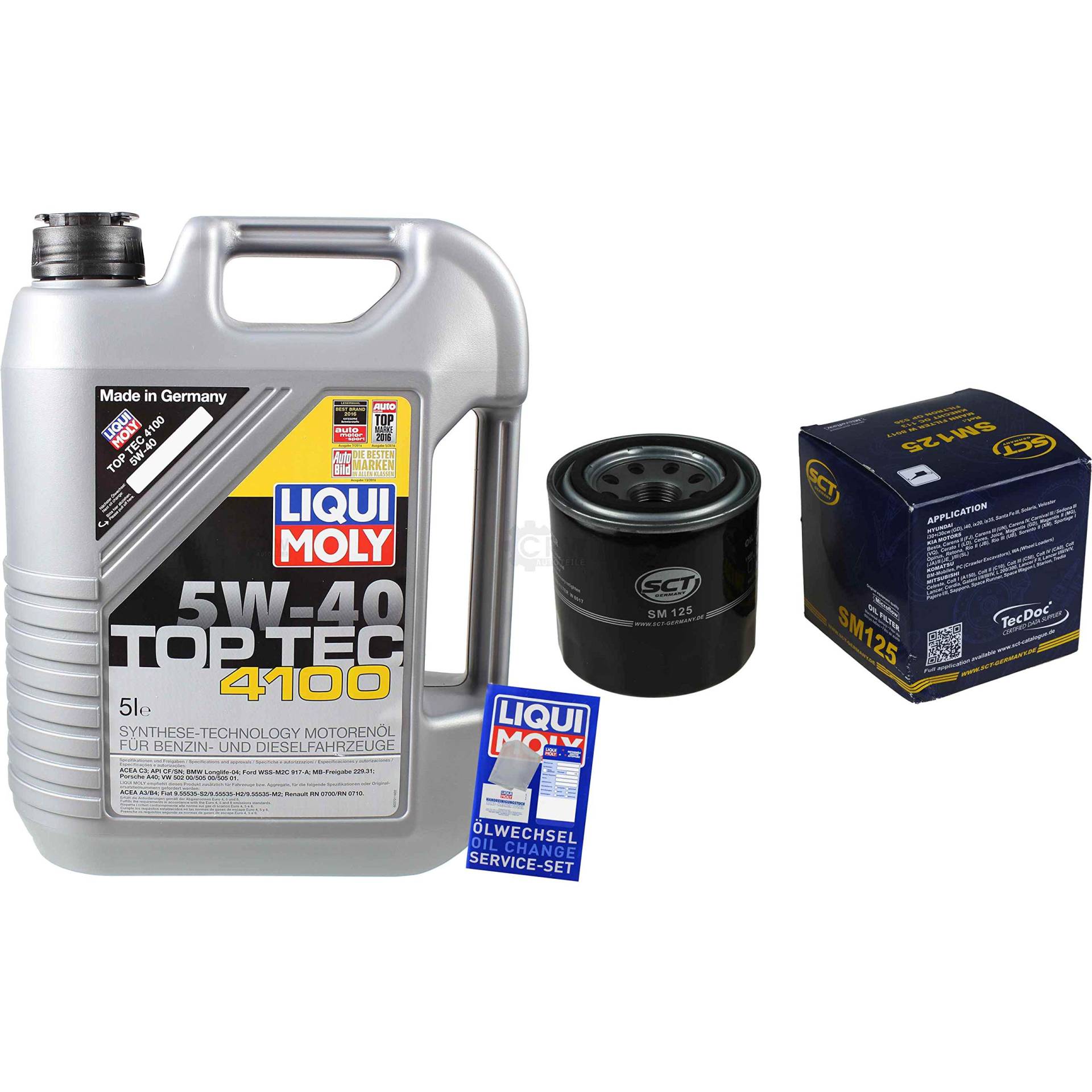 Filter Set Inspektionspaket 5 Liter Motoröl Top Tec 4100 5W-40 SCT Germany Ölfilter Filter Set Inspektionspaket 5 Liter Motoröl Top Tec 4100 5W-40 SCT Germany Ölfilter von Diederichs
