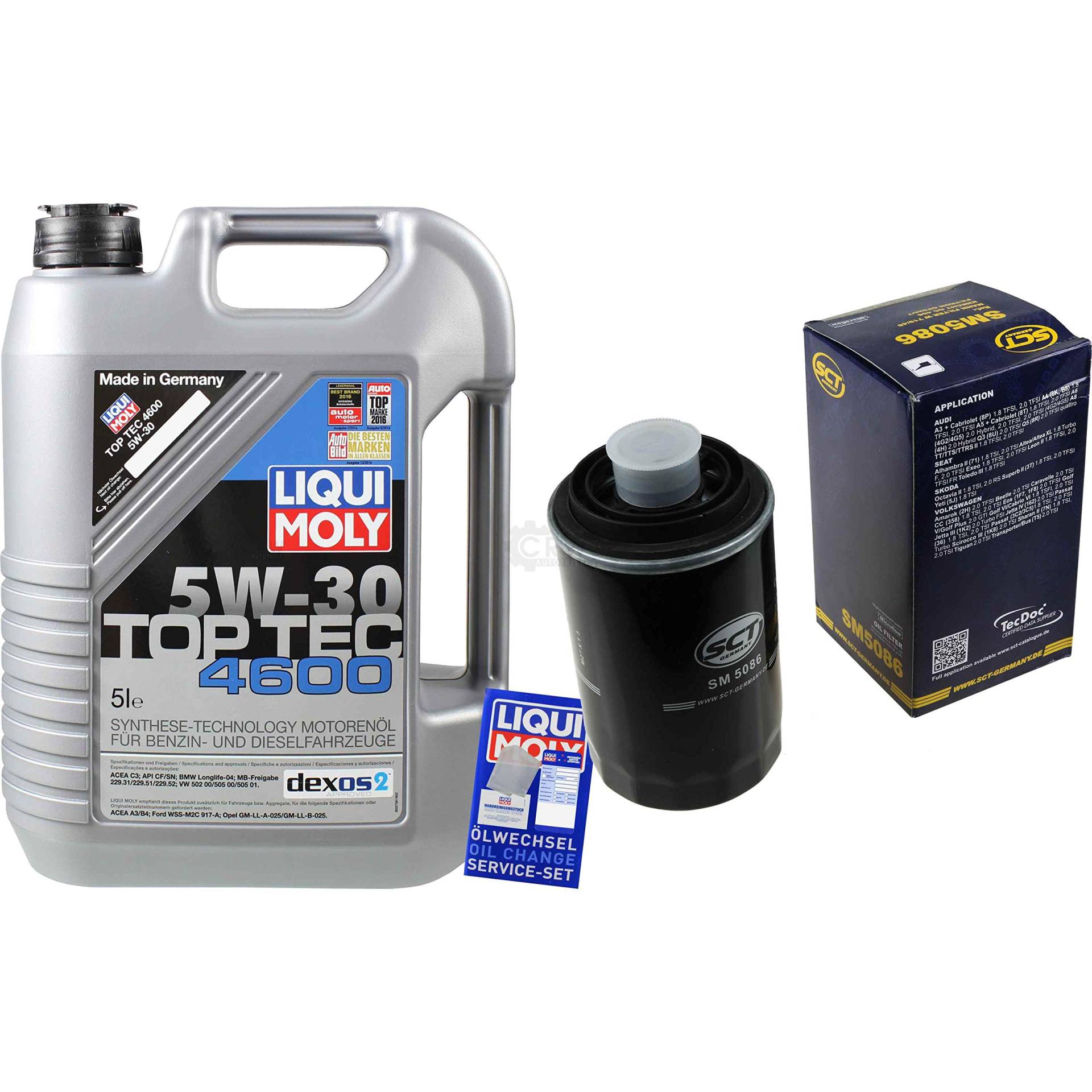 Filter Set Inspektionspaket 5 Liter Motoröl Top Tec 4600 5W-30 SCT Germany Ölfilter Filter Set Inspektionspaket 5 Liter Motoröl Top Tec 4600 5W-30 SCT Germany Ölfilter von Diederichs