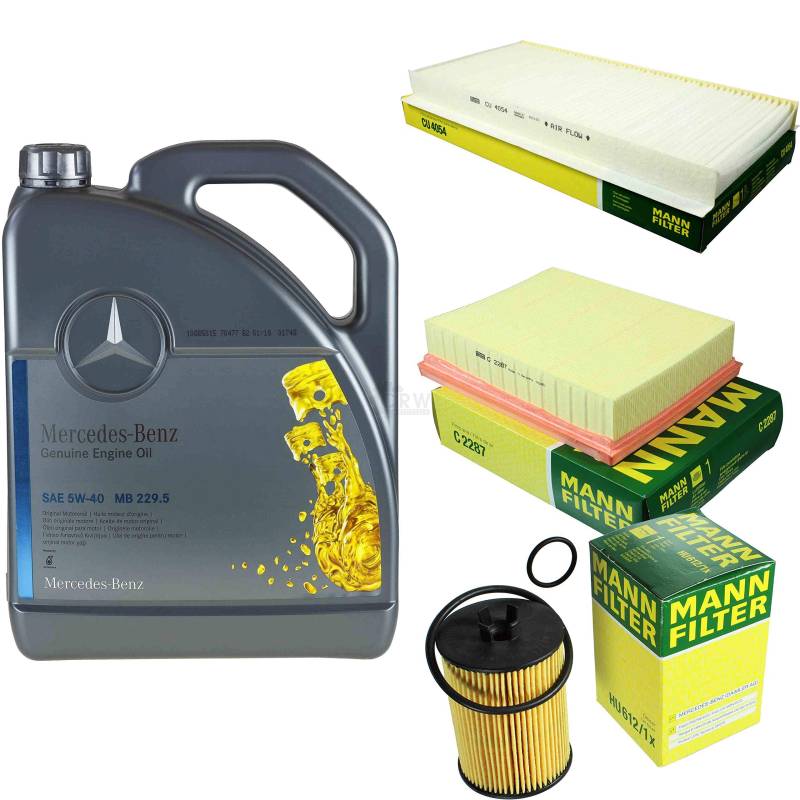 Filter Set Inspektionspaket 5 Liter Original Motoröl 5W-40 MB 229.5 MANN-FILTER Innenraumfilter Luftfilter Ölfilter von Diederichs