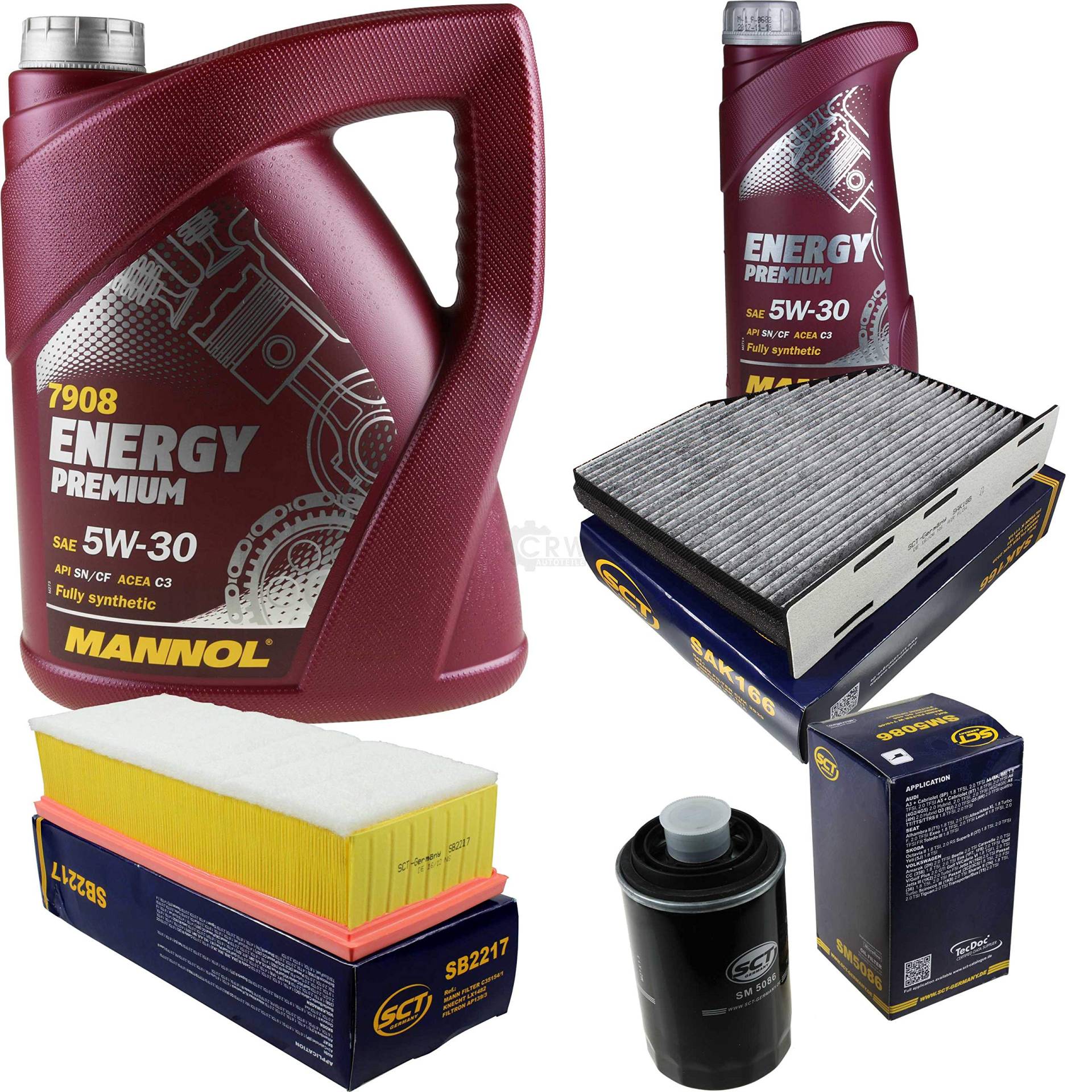 Filter Set Inspektionspaket 6 Liter MANNOL Motoröl Energy Premium 5W-30 API SN/CF SCT Germany Innenraumfilter Luftfilter Ölfilter Filter Set Inspektionspaket 6 Liter MANNOL Motoröl Energy Premium 5W-30 API SN/CF SCT Germany Innenraumfilter Luftfilter Ölfilter von Diederichs