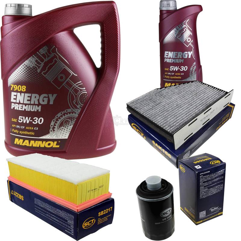 Filter Set Inspektionspaket 6 Liter MANNOL Motoröl Energy Premium 5W-30 API SN/CF SCT Germany Innenraumfilter Luftfilter Ölfilter von Diederichs