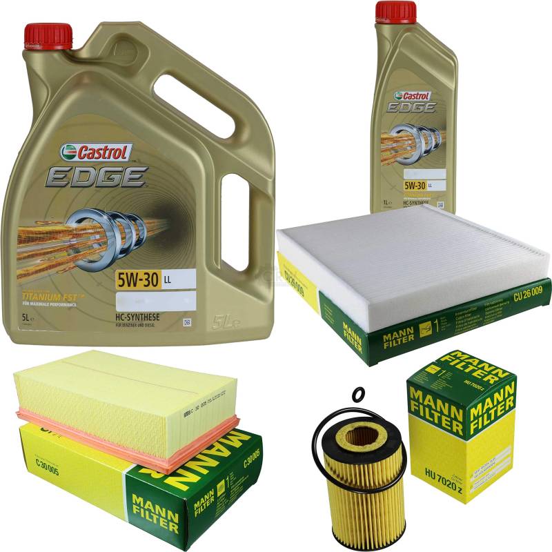 Filter Set Inspektionspaket 6 Liter Motoröl EDGE Titanium FST 5W-30 LL MANN-FILTER Innenraumfilter Luftfilter Ölfilter von Diederichs