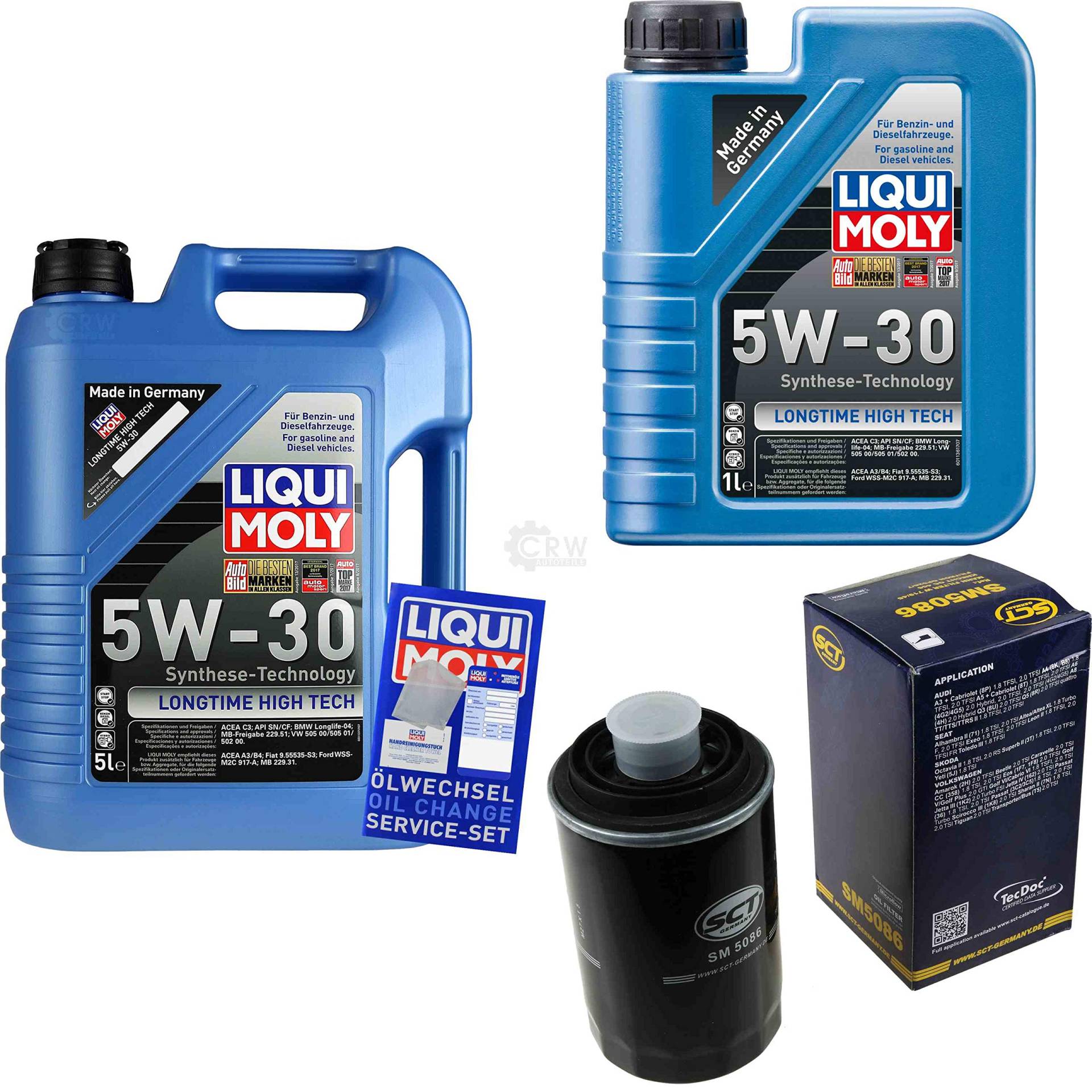 Filter Set Inspektionspaket 6 Liter Motoröl Longtime High Tech 5W-30 SCT Germany Ölfilter Filter Set Inspektionspaket 6 Liter Motoröl Longtime High Tech 5W-30 SCT Germany Ölfilter von Diederichs