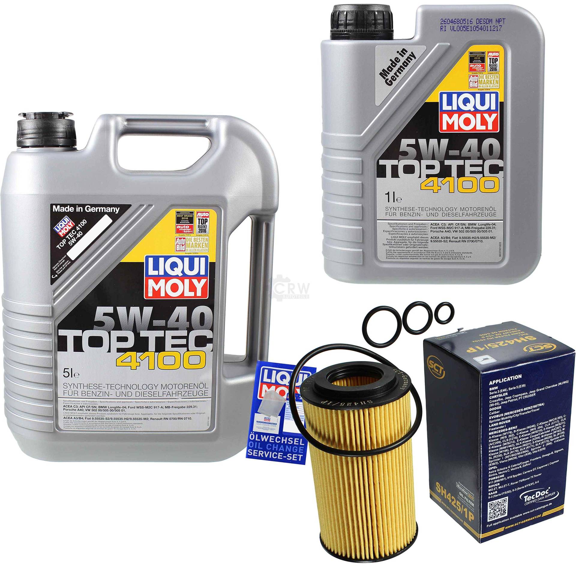 Filter Set Inspektionspaket 6 Liter Motoröl Top Tec 4100 5W-40 SCT Germany Ölfilter Filter Set Inspektionspaket 6 Liter Motoröl Top Tec 4100 5W-40 SCT Germany Ölfilter von Diederichs